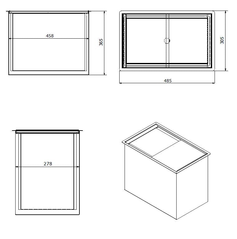Combisteel Drop-In Ice Container with Sliding Lid - with Drain - Built-in model - RVSVoordeel