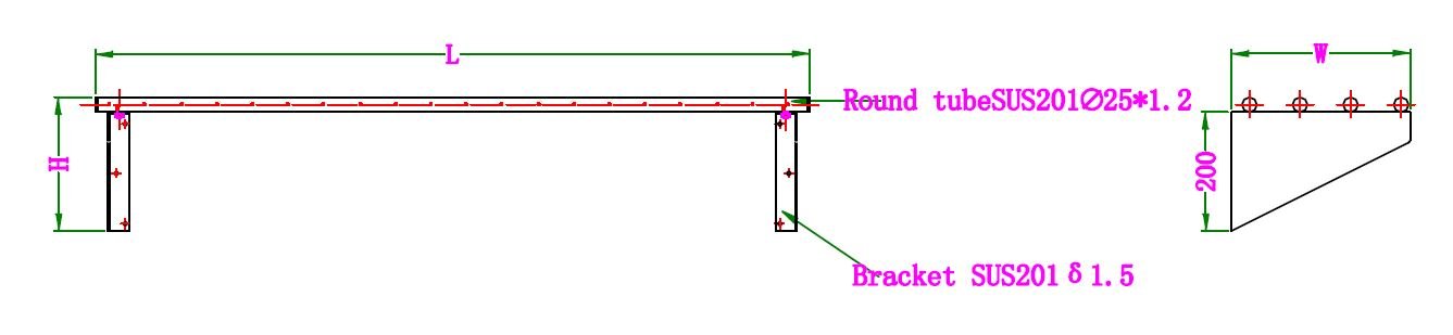 Combisteel Open Tube Wall Shelf 30cm Deep - Triangle Bracket Mount included - RVSVoordeel