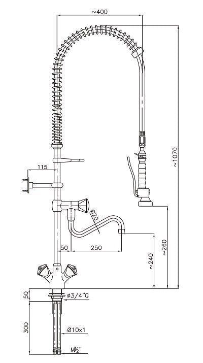 Combisteel Pre Rinse unit - 1 hole - RVSVoordeel
