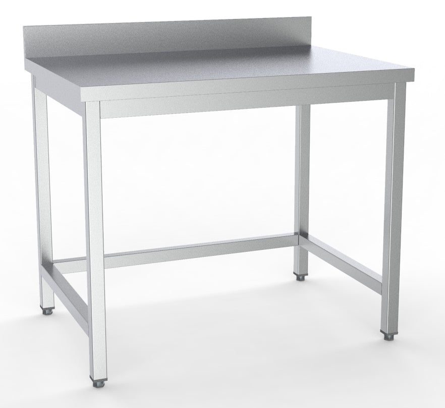 Combisteel Stainless Steel Table 70cm Depth - Adjustable Height - with Backsplash and open Frame - Collapsable - RVSVoordeel