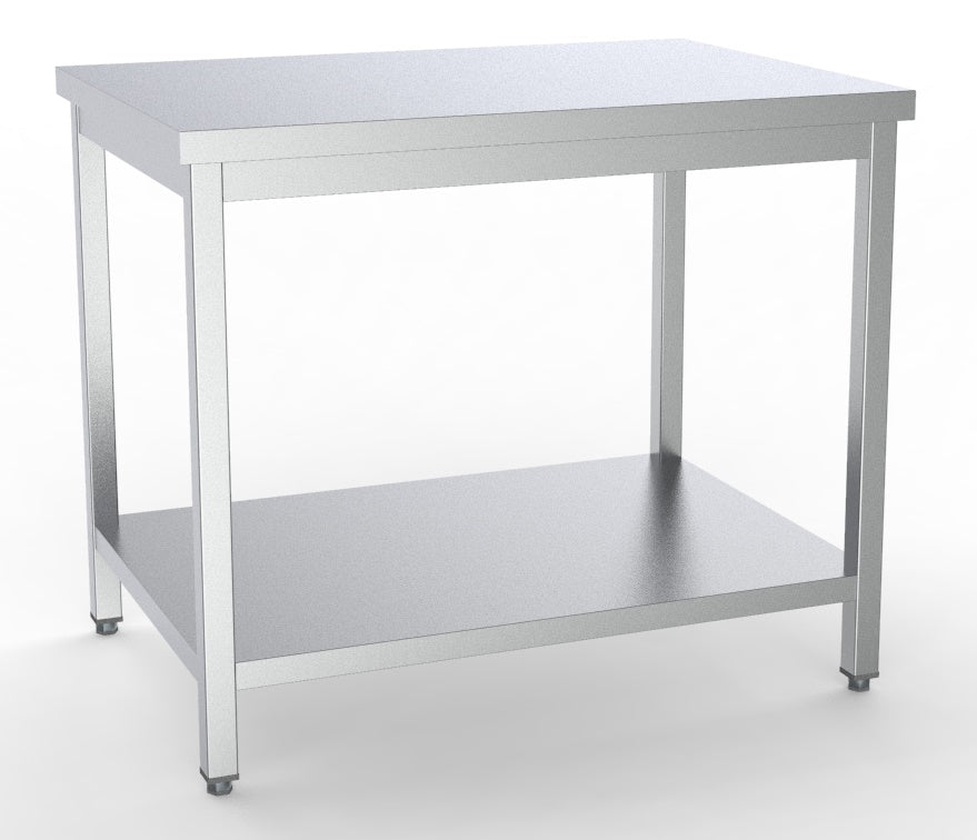 Combisteel Stainless Steel Table 70cm Depth - Adjustable Height - with Storage Shelf - Collapsable - RVSVoordeel