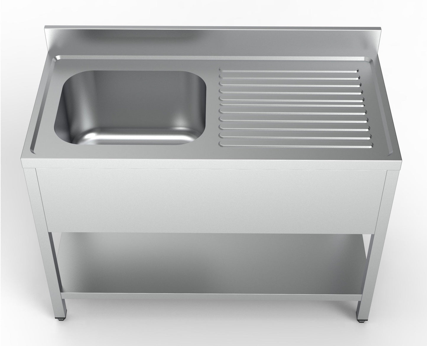 Combisteel Stainless Steel Table with Sink 60cm Depth - 120cm Width - with Storage Shelf - RVSVoordeel