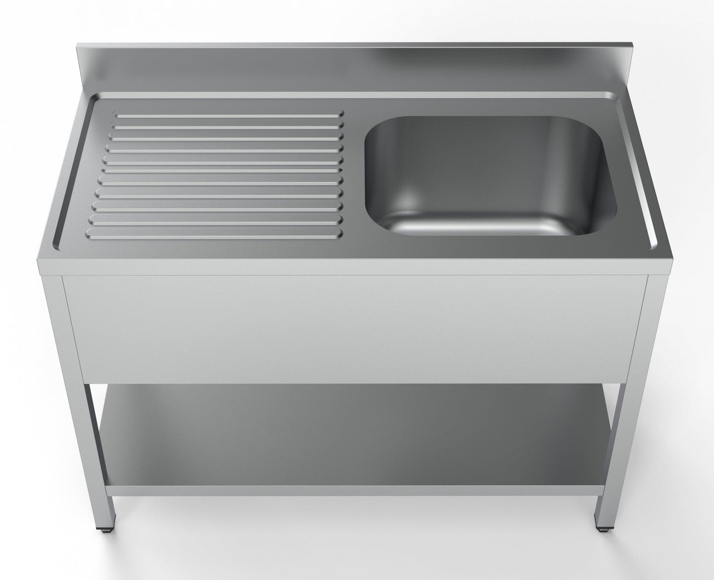 Combisteel Stainless Steel Table with Sink 60cm Depth - 120cm Width - with Storage Shelf - RVSVoordeel