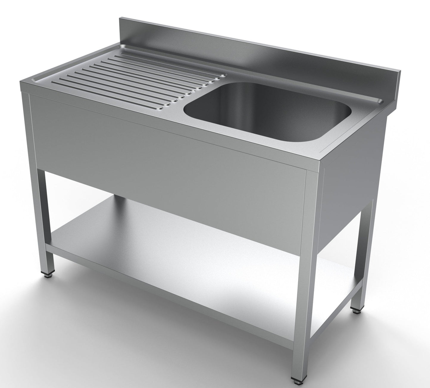 Combisteel Stainless Steel Table with Sink 60cm Depth - 120cm Width - with Storage Shelf - RVSVoordeel