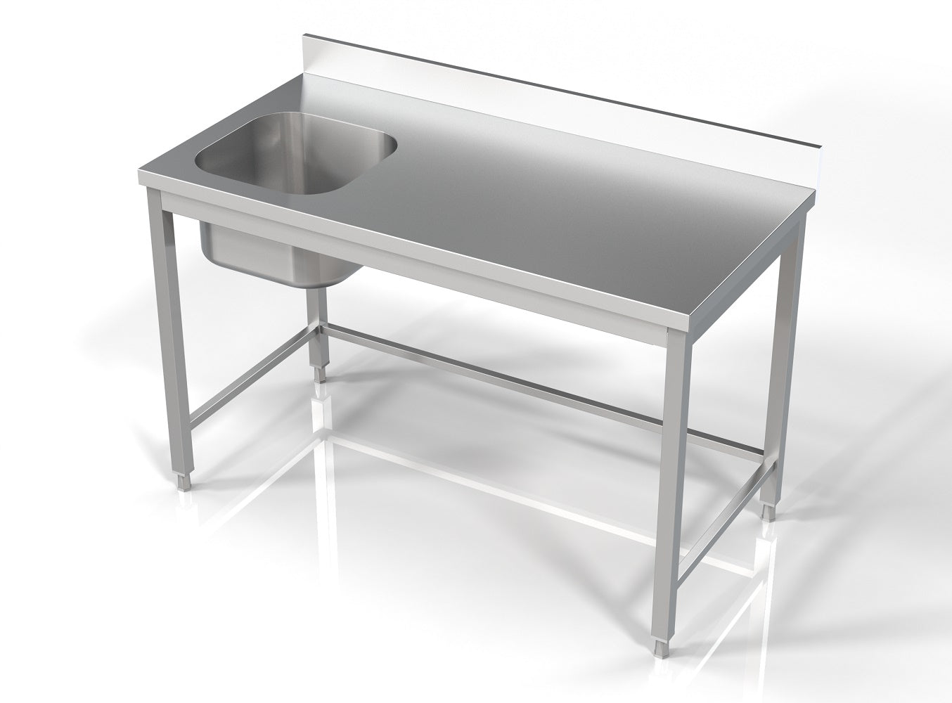 Combisteel Stainless Steel Table with Sink 60cm Depth - Sink Left - with open Frame - RVSVoordeel