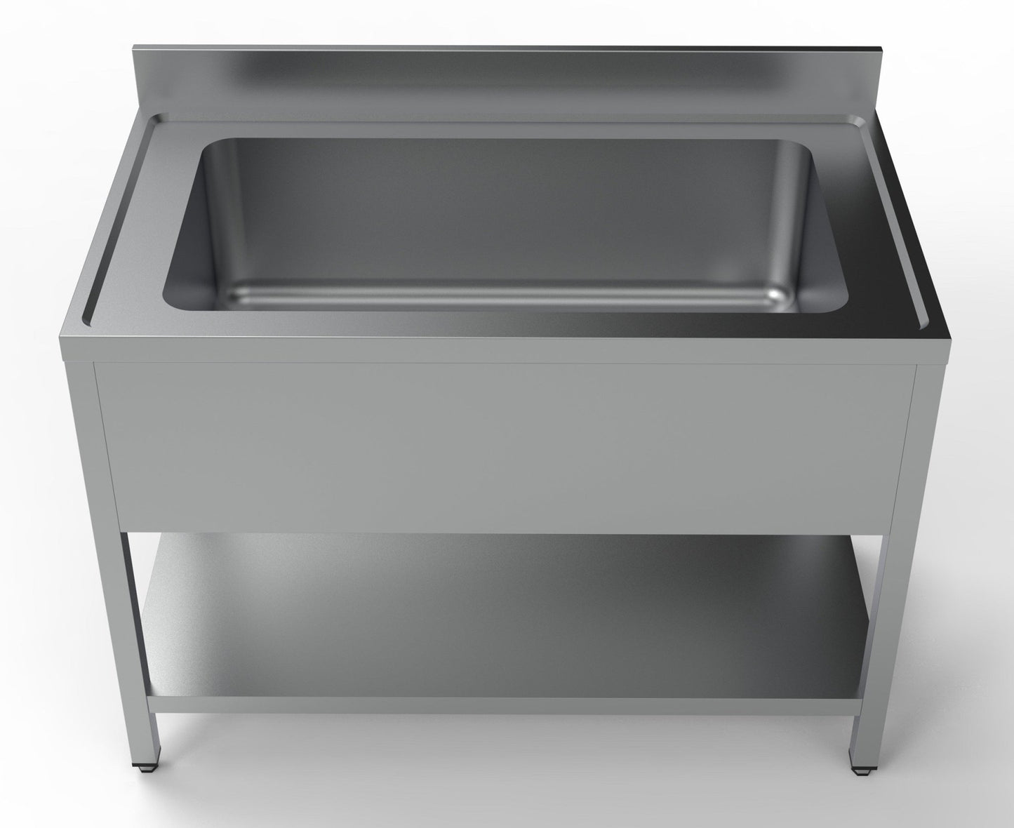 Combisteel Stainless Steel Table with Sink 70cm Depth - Full Width Sink - with Storage Shelf - RVSVoordeel