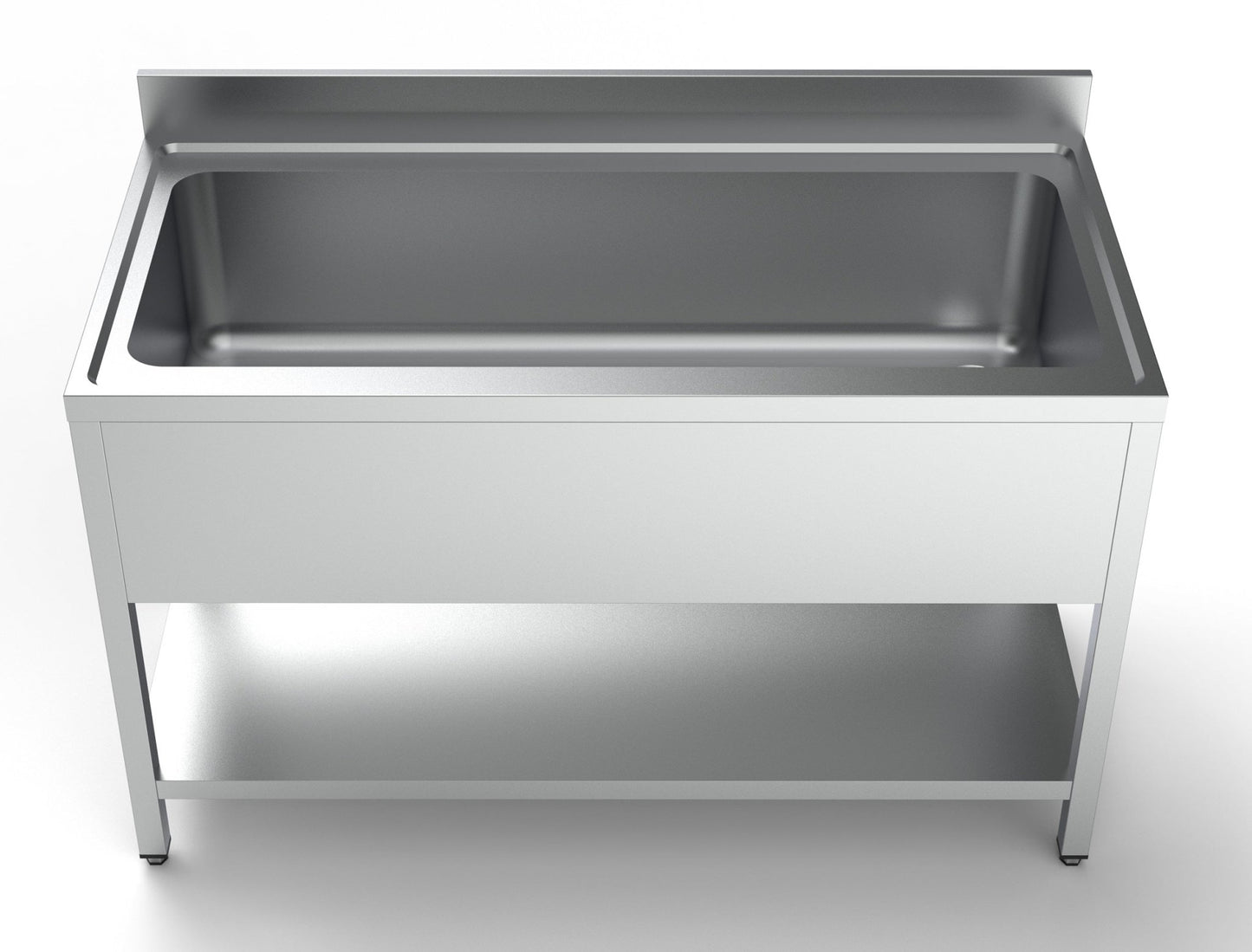Combisteel Stainless Steel Table with Sink 70cm Depth - Full Width Sink - with Storage Shelf - RVSVoordeel