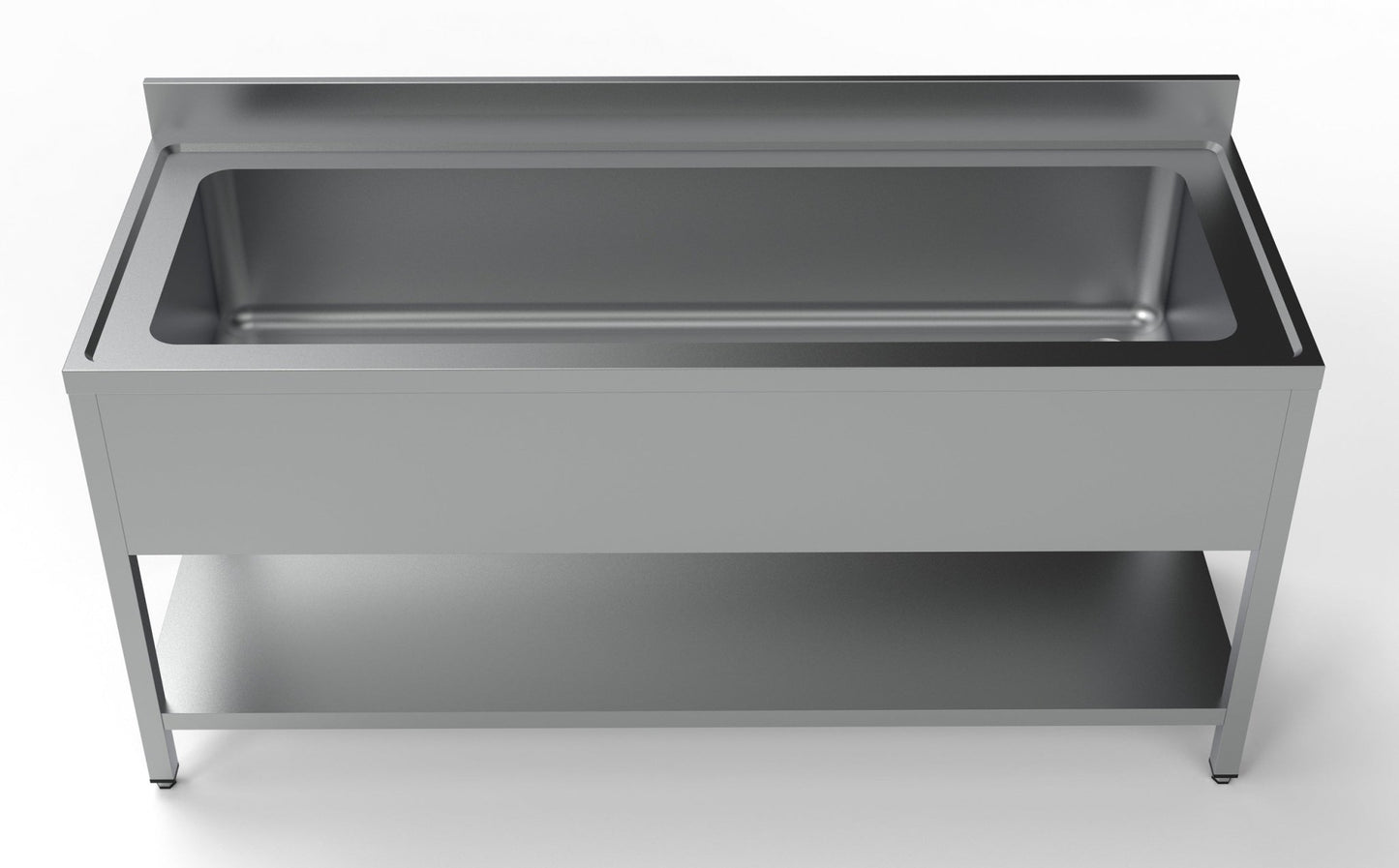 Combisteel Stainless Steel Table with Sink 70cm Depth - Full Width Sink - with Storage Shelf - RVSVoordeel