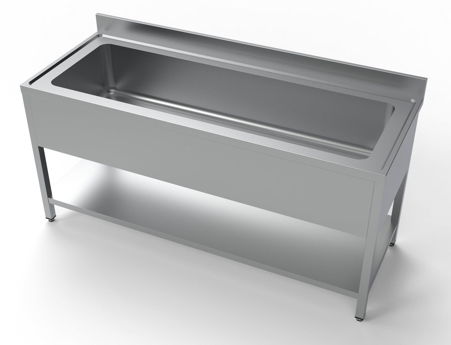 Combisteel Stainless Steel Table with Sink 70cm Depth - Full Width Sink - with Storage Shelf - RVSVoordeel