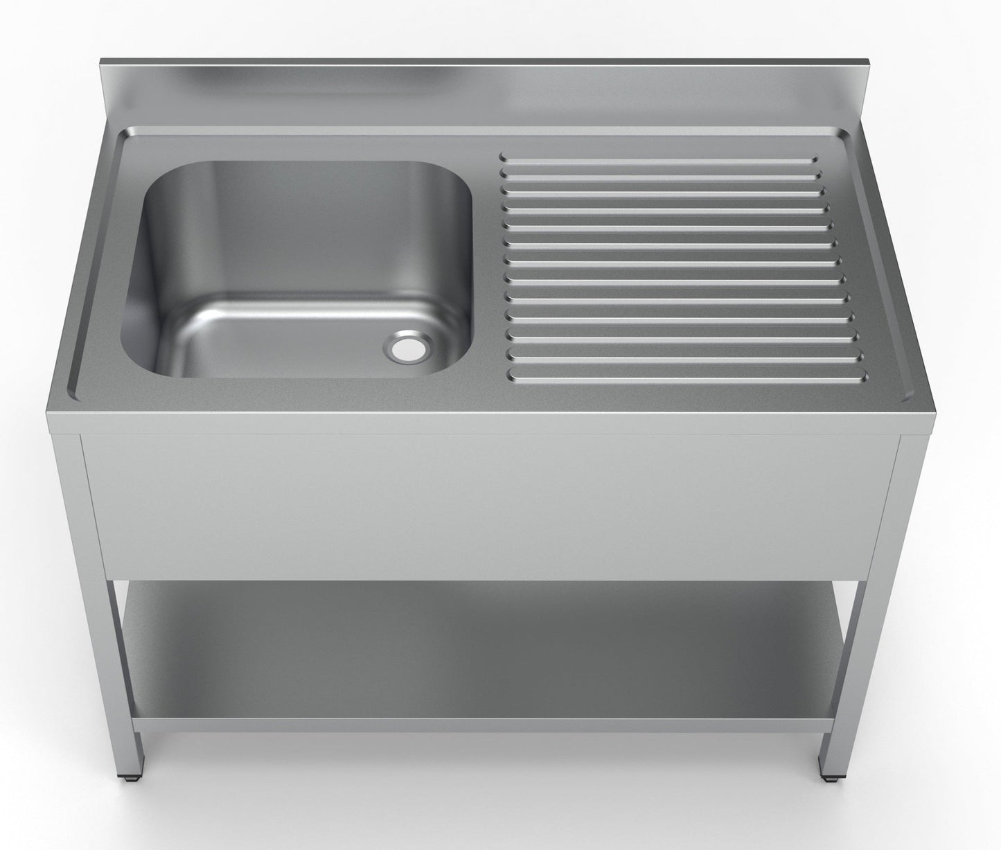 Combisteel Stainless Steel Table with Sink 70cm Depth - Sink Left - with Storage Shelf - RVSVoordeel