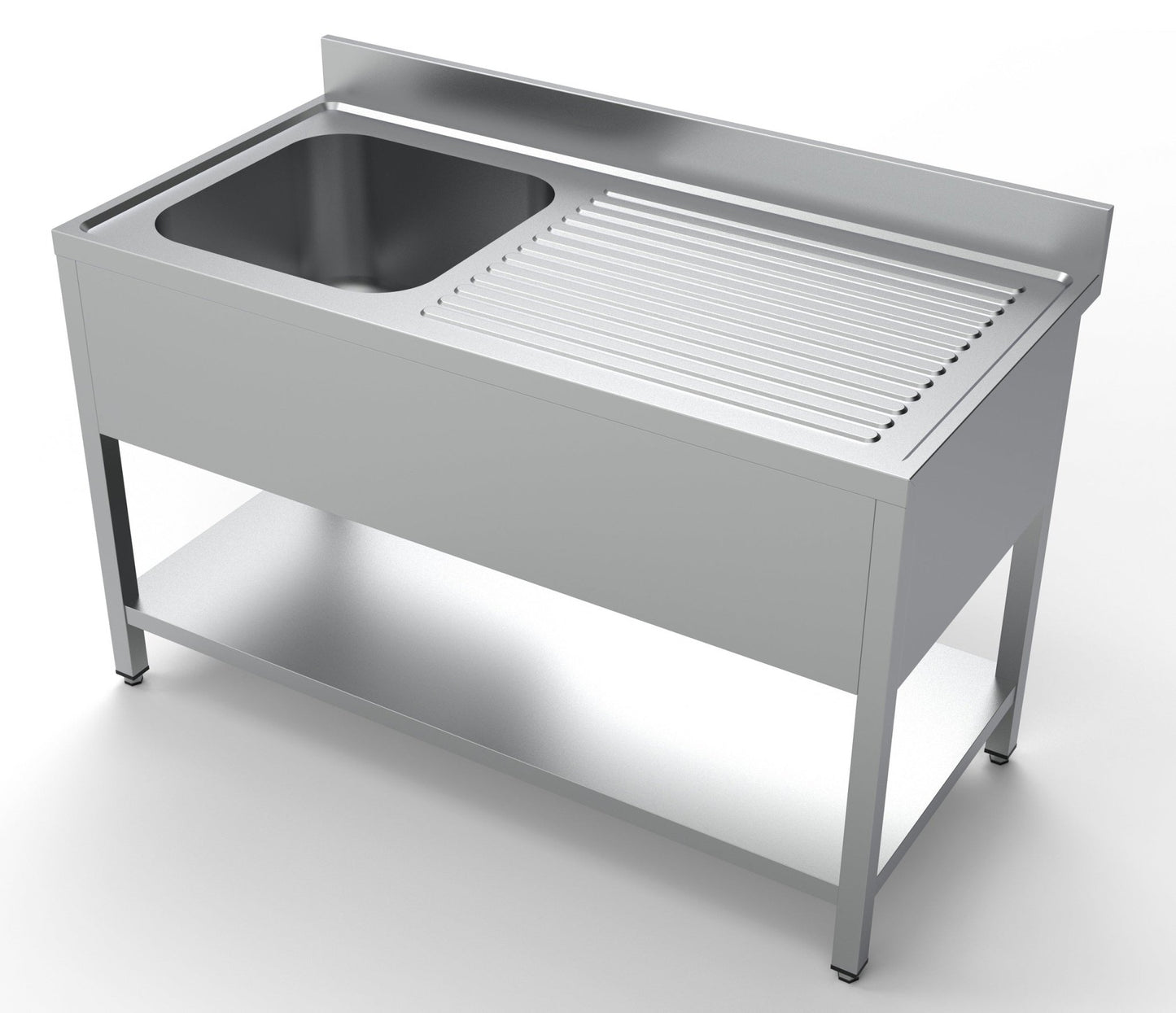 Combisteel Stainless Steel Table with Sink 70cm Depth - Sink Left - with Storage Shelf - RVSVoordeel