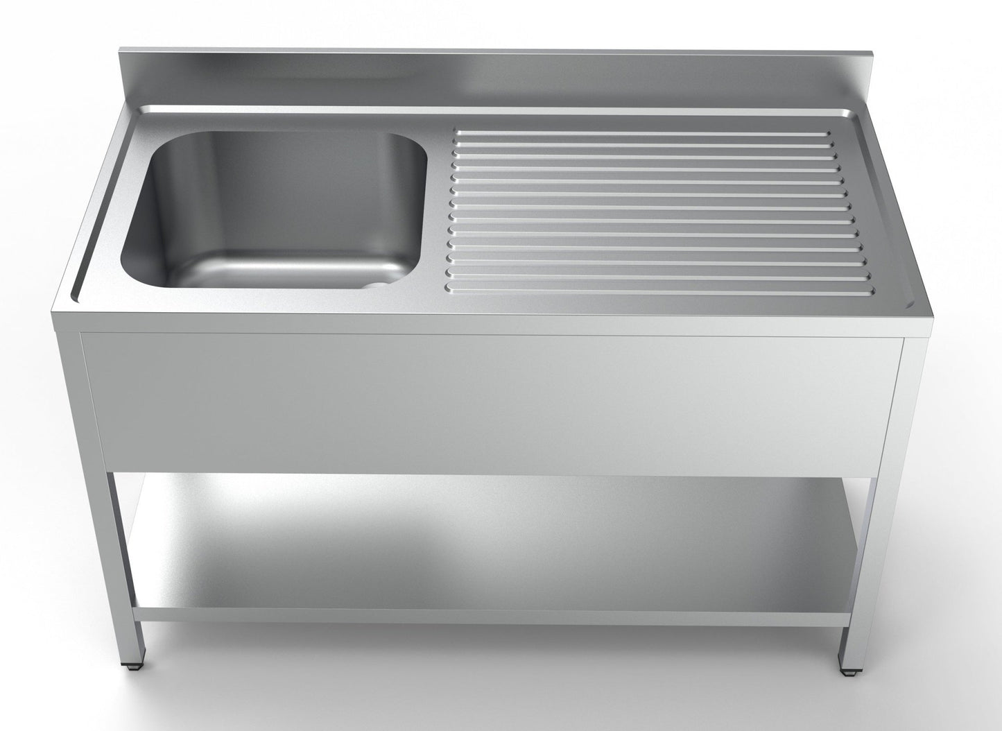 Combisteel Stainless Steel Table with Sink 70cm Depth - Sink Left - with Storage Shelf - RVSVoordeel