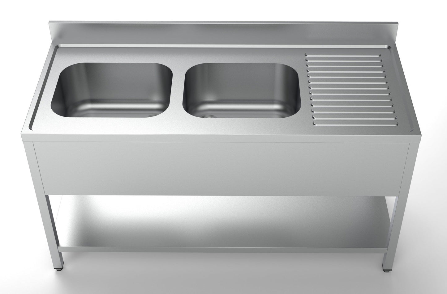 Combisteel Stainless Steel Table with Sink 70cm Depth - Sink Left - with Storage Shelf - RVSVoordeel