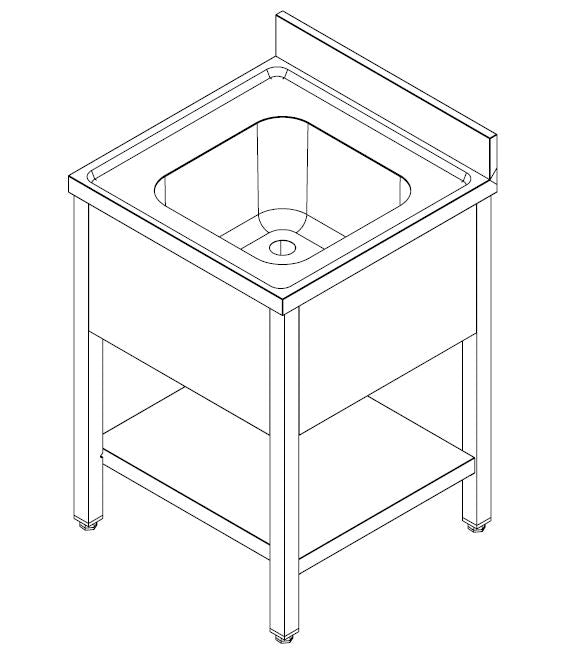Combisteel Stainless Steel Table with Sink 70cm Depth - Sink Middle - with Storage Shelf - Collapsable - RVSVoordeel