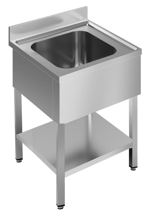 Combisteel Stainless Steel Table with Sink 70cm Depth - Sink Middle - with Storage Shelf - Collapsable - RVSVoordeel