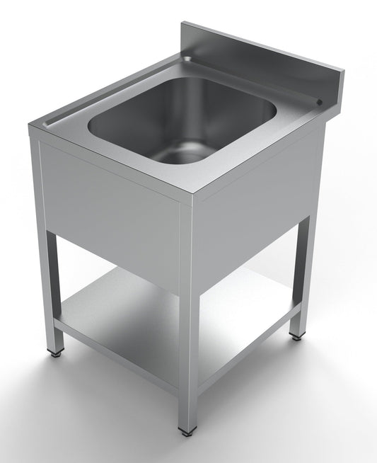 Combisteel Stainless Steel Table with Sink 70cm Depth - Sink Middle - with Storage Shelf - RVSVoordeel