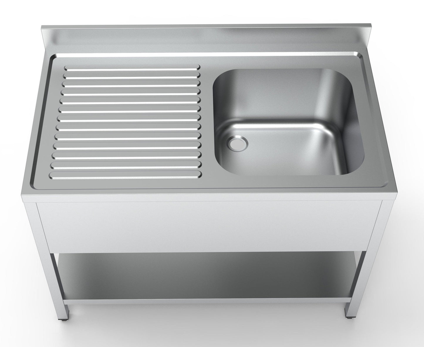 Combisteel Stainless Steel Table with Sink 70cm Depth - Sink Right - with Storage Shelf - RVSVoordeel