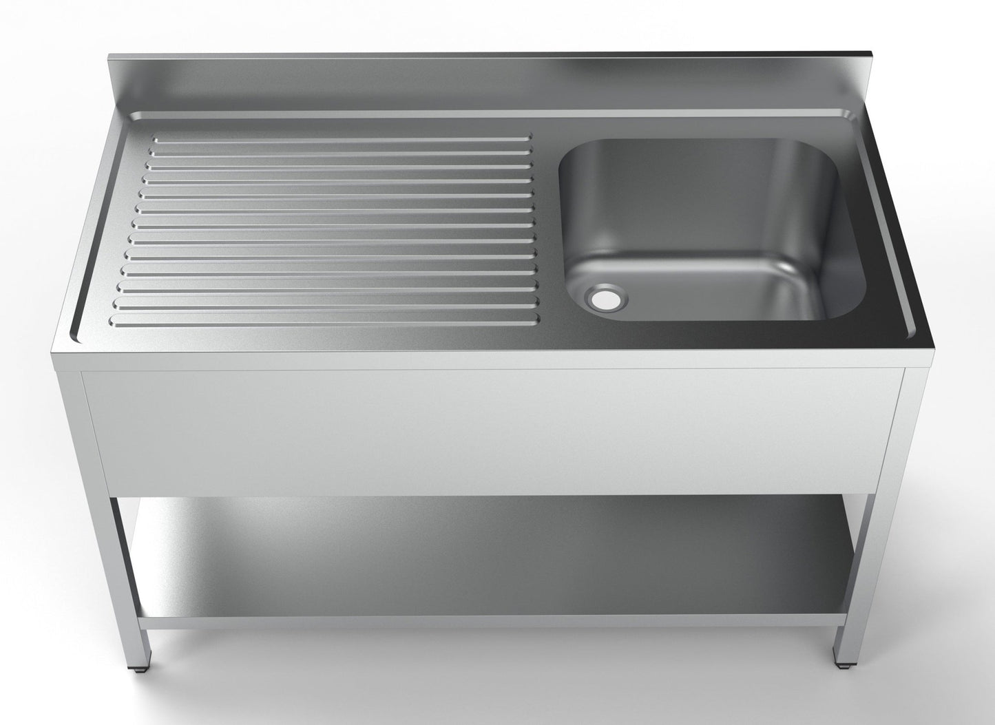 Combisteel Stainless Steel Table with Sink 70cm Depth - Sink Right - with Storage Shelf - RVSVoordeel
