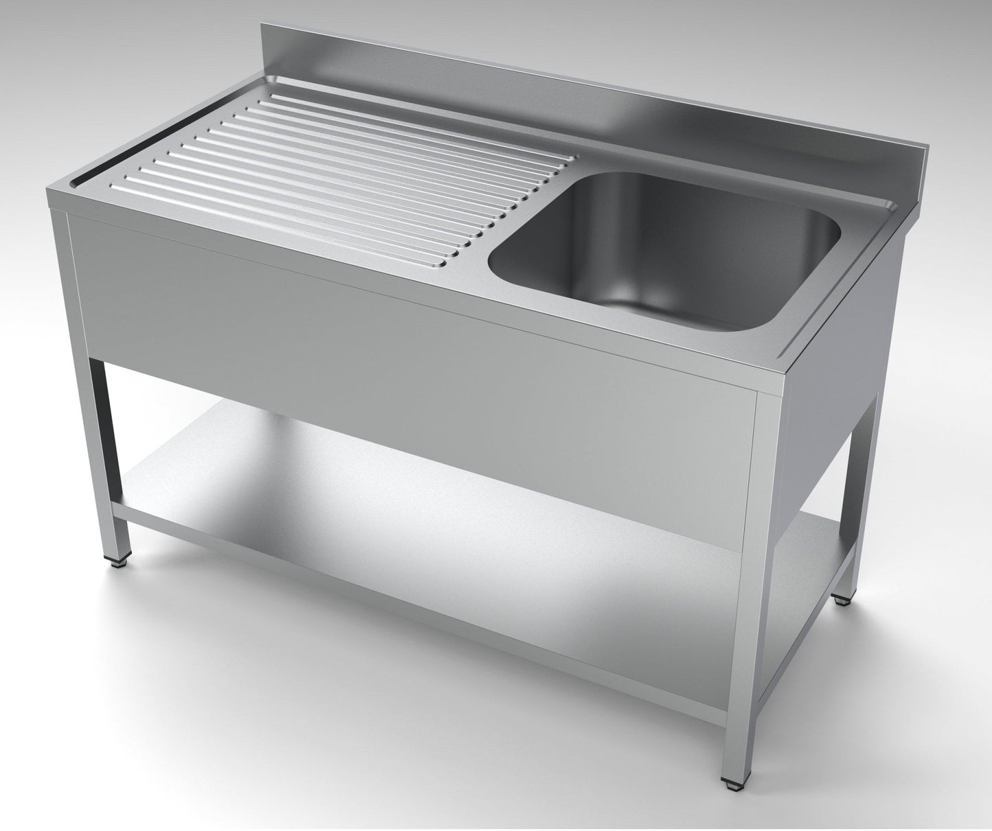 Combisteel Stainless Steel Table with Sink 70cm Depth - Sink Right - with Storage Shelf - RVSVoordeel