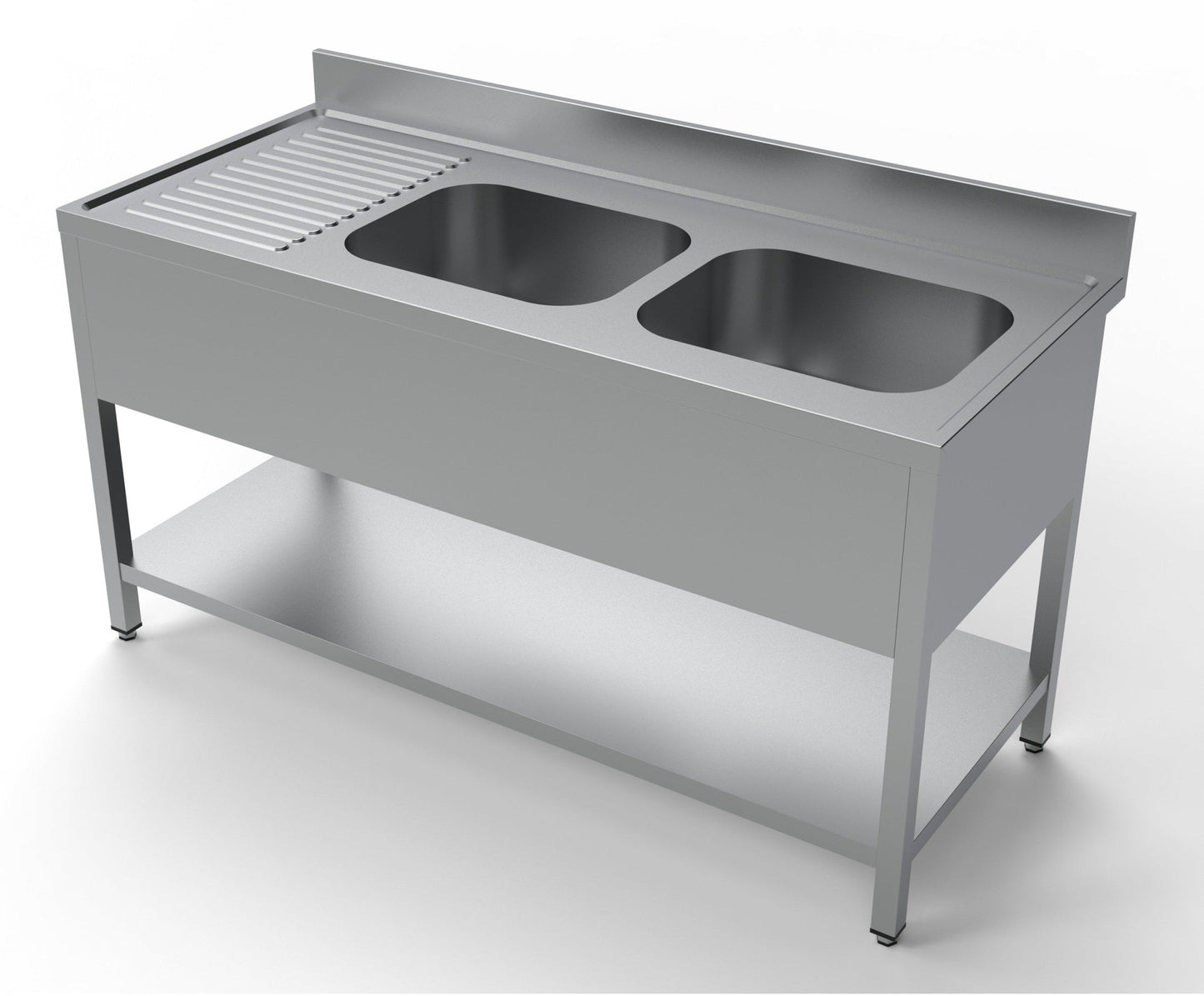 Combisteel Stainless Steel Table with Sink 70cm Depth - Sink Right - with Storage Shelf - RVSVoordeel
