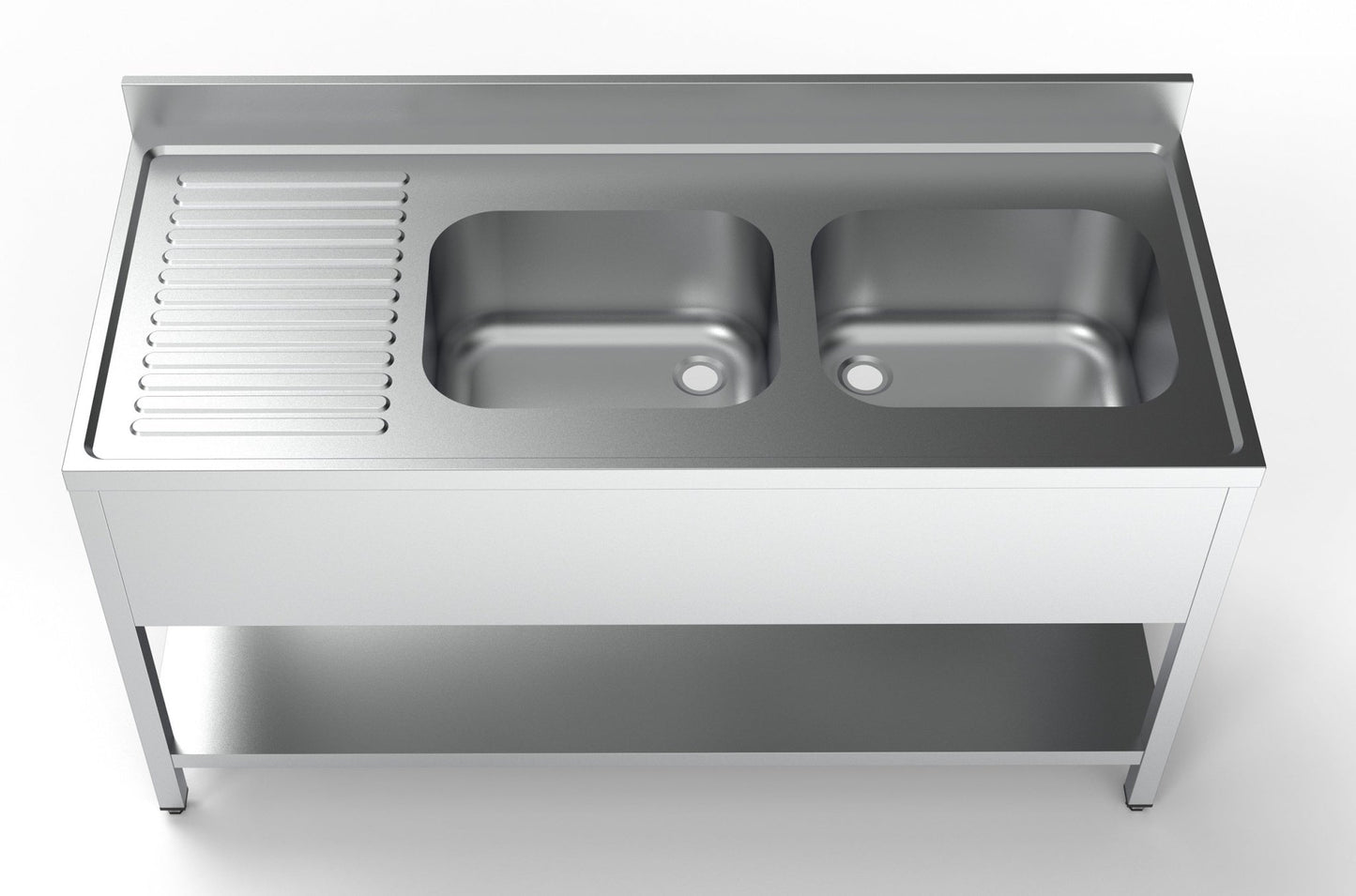 Combisteel Stainless Steel Table with Sink 70cm Depth - Sink Right - with Storage Shelf - RVSVoordeel