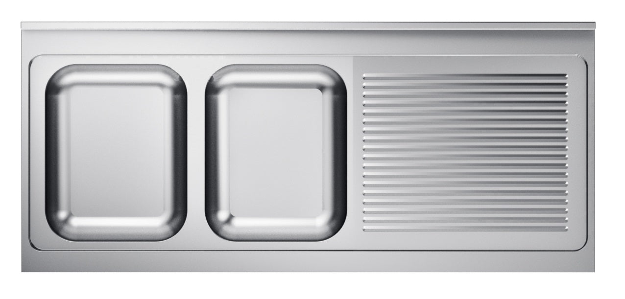Combisteel Stainless Steel Worktop with Sink 60cm Depth - Sink Left - RVSVoordeel
