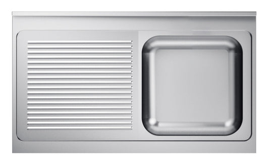 Combisteel Stainless Steel Worktop with Sink 60cm Depth - Sink Right - RVSVoordeel