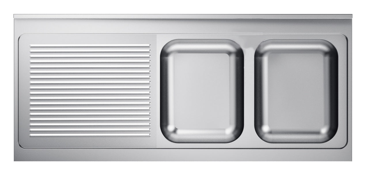 Combisteel Stainless Steel Worktop with Sink 70cm Depth - Sink Right - RVSVoordeel