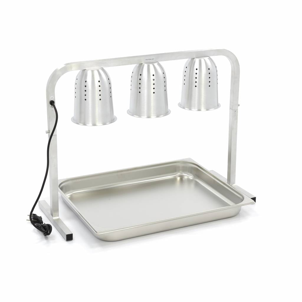 Heating Lamp with 3 Lamps - incl 3 Lamps and 1 x 2/1 GN container - RVSVoordeel