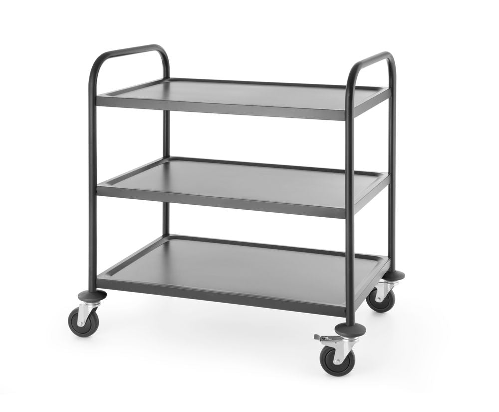 Hendi Stainless Steel Serving Trolley - 3 Shelves - Black - RVSVoordeel