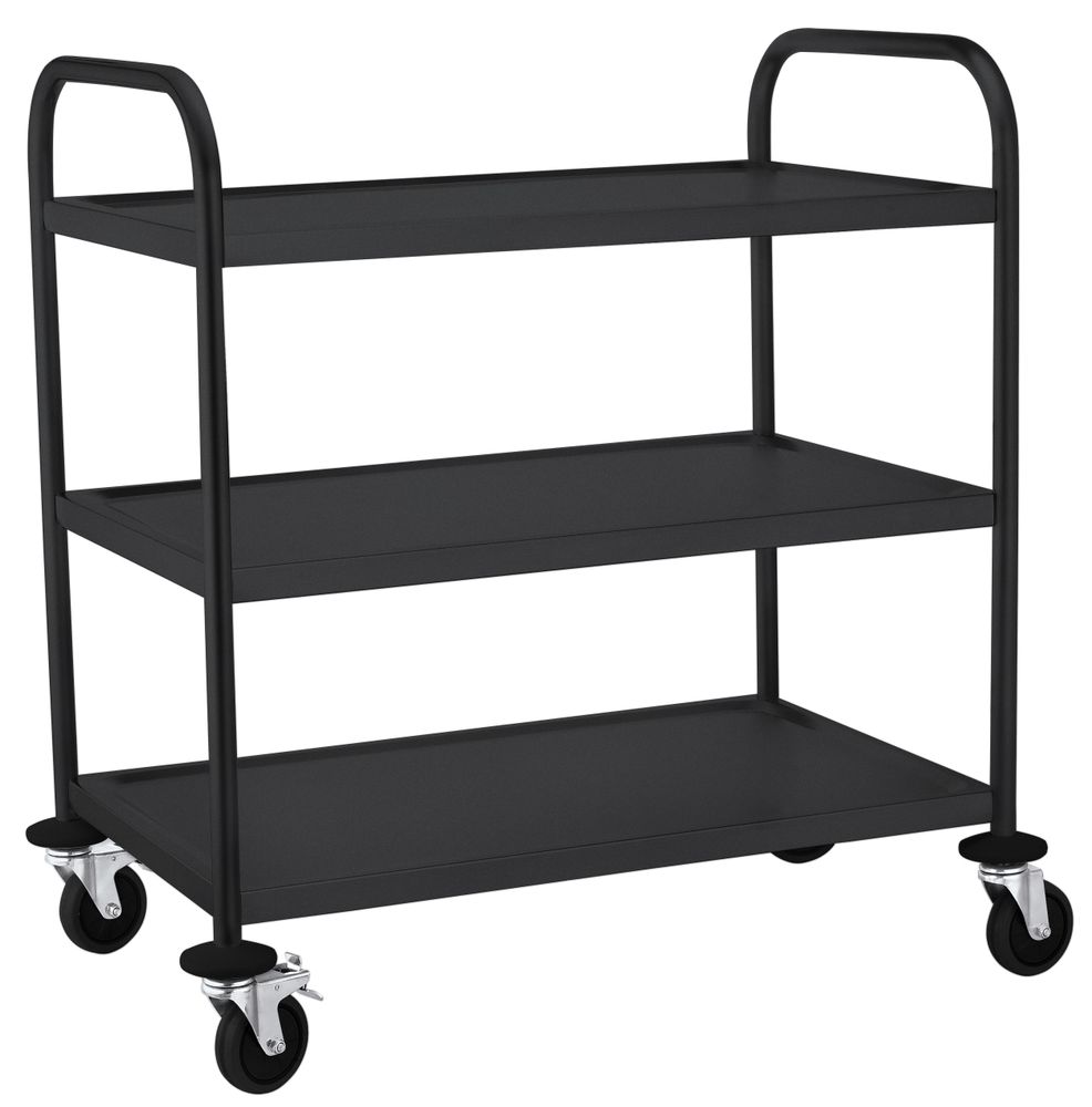 Hendi Stainless Steel Serving Trolley - 3 Shelves - Black - RVSVoordeel