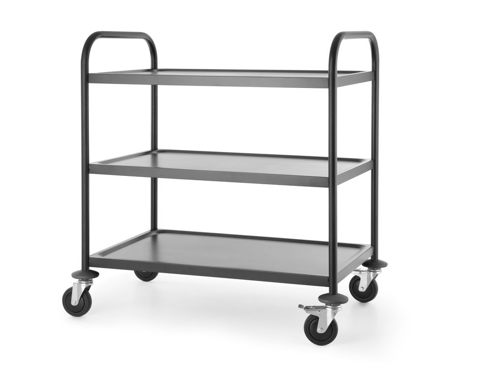 Hendi Stainless Steel Serving Trolley - 3 Shelves - Black - RVSVoordeel