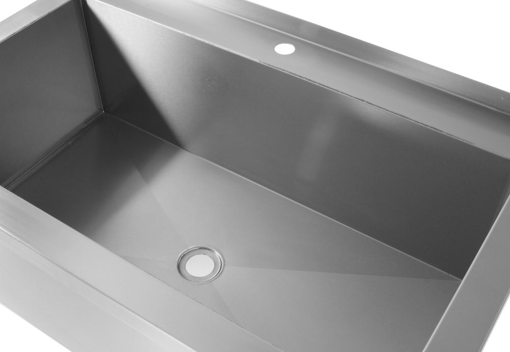 Hendi Stainless Steel Table with Sink 70cm Depth - Full Width Sink - RVSVoordeel