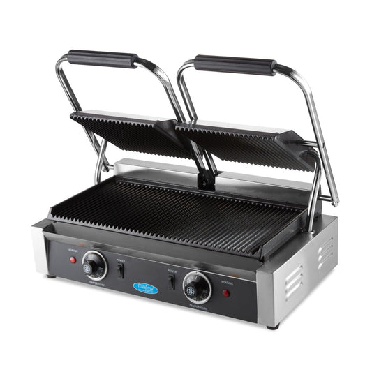 Maxima Contact Grill 2x 22cm Grooved - Double Grill Plate - RVSVoordeel