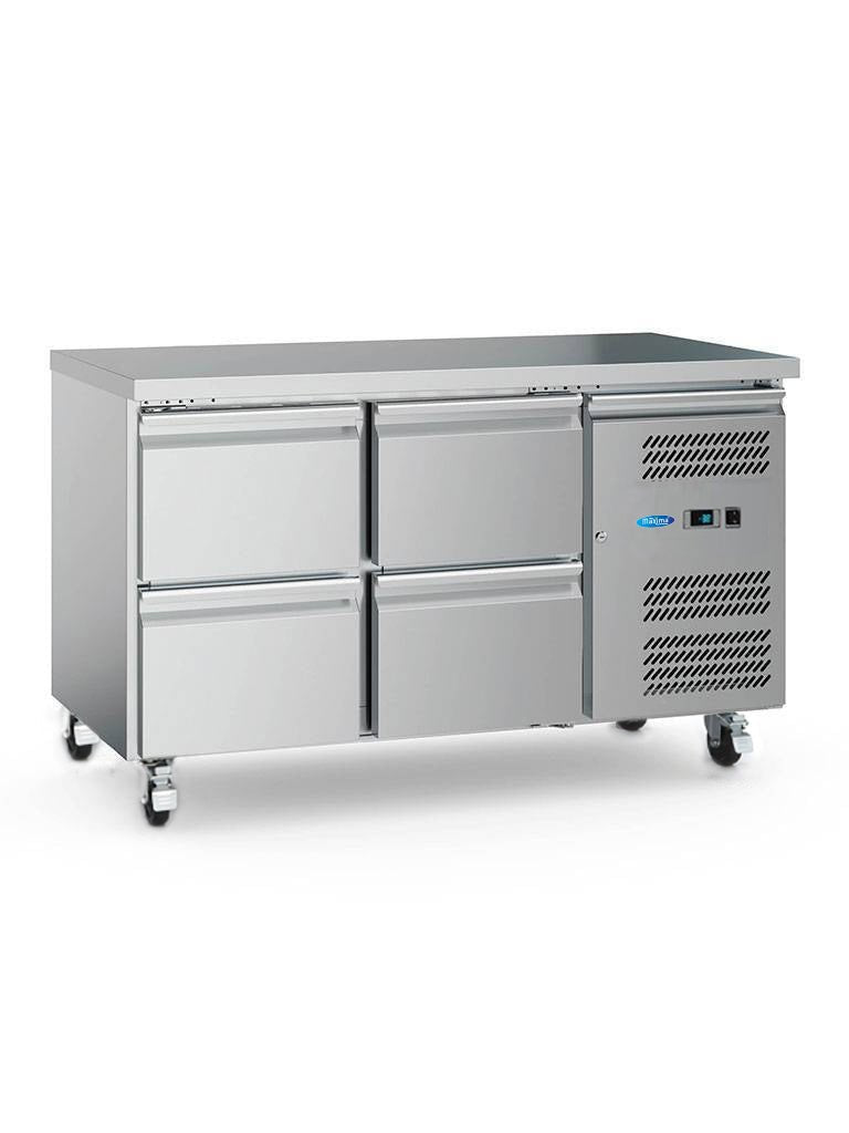 Maxima Counter Fridge 136cm Width on Wheels - 2 Doors - 2 Adjustable Shelves (GN) - RVSVoordeel