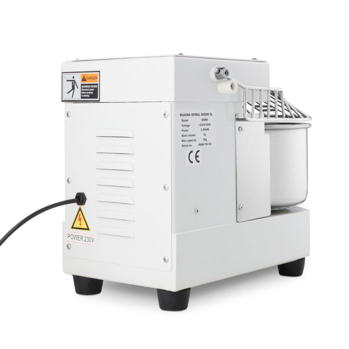Maxima Dough Mixer 8L White - Up to 4,5kg Dough - with Timer - RVSVoordeel