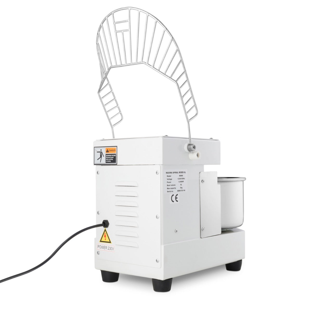 Maxima Dough Mixer 8L White - Up to 4,5kg Dough - with Timer - RVSVoordeel