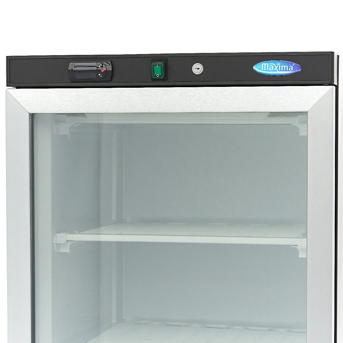 Maxima Freezer 400L with Glass Door - 6 Fixed Shelves - Black - RVSVoordeel