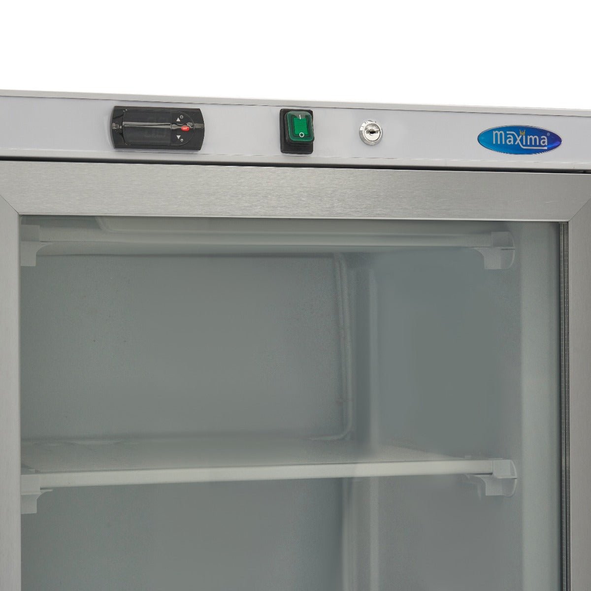Maxima Freezer 400L with Glass Door - 6 Fixed Shelves - White - RVSVoordeel