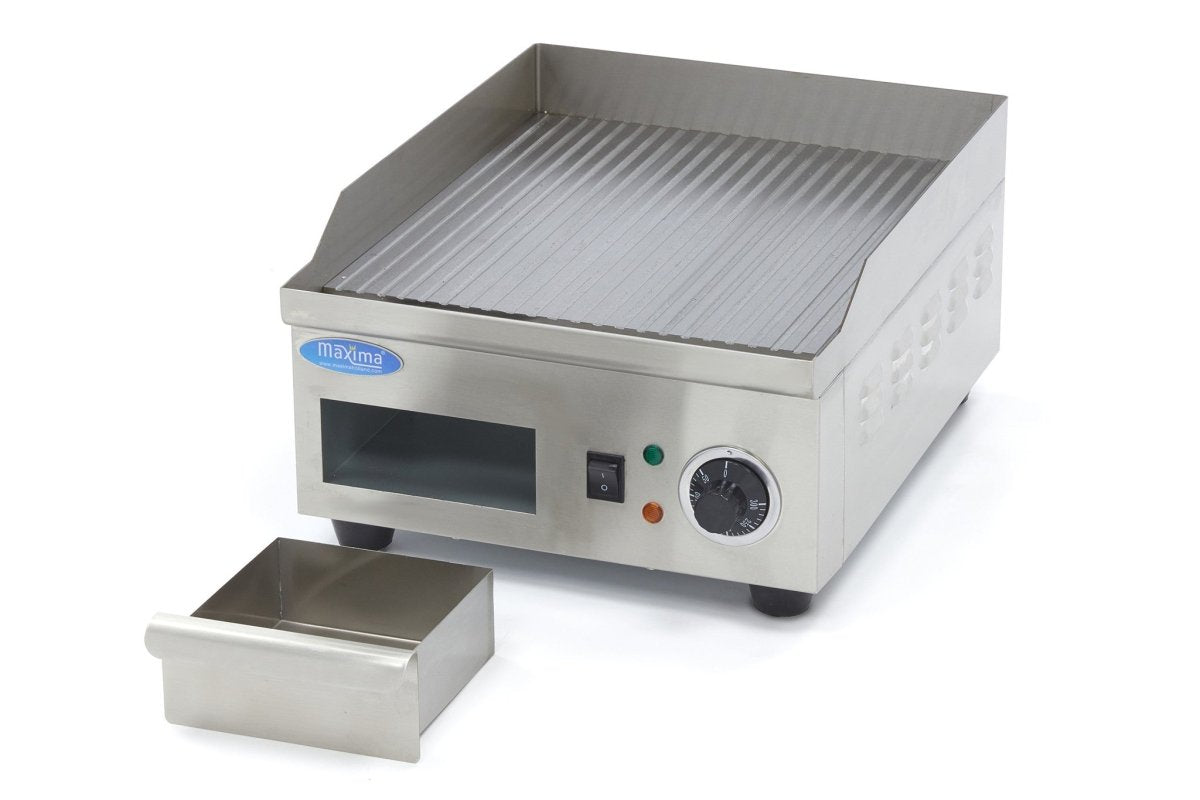 Maxima Griddle 36cm - Grooved surface - with Drip Tray - RVSVoordeel