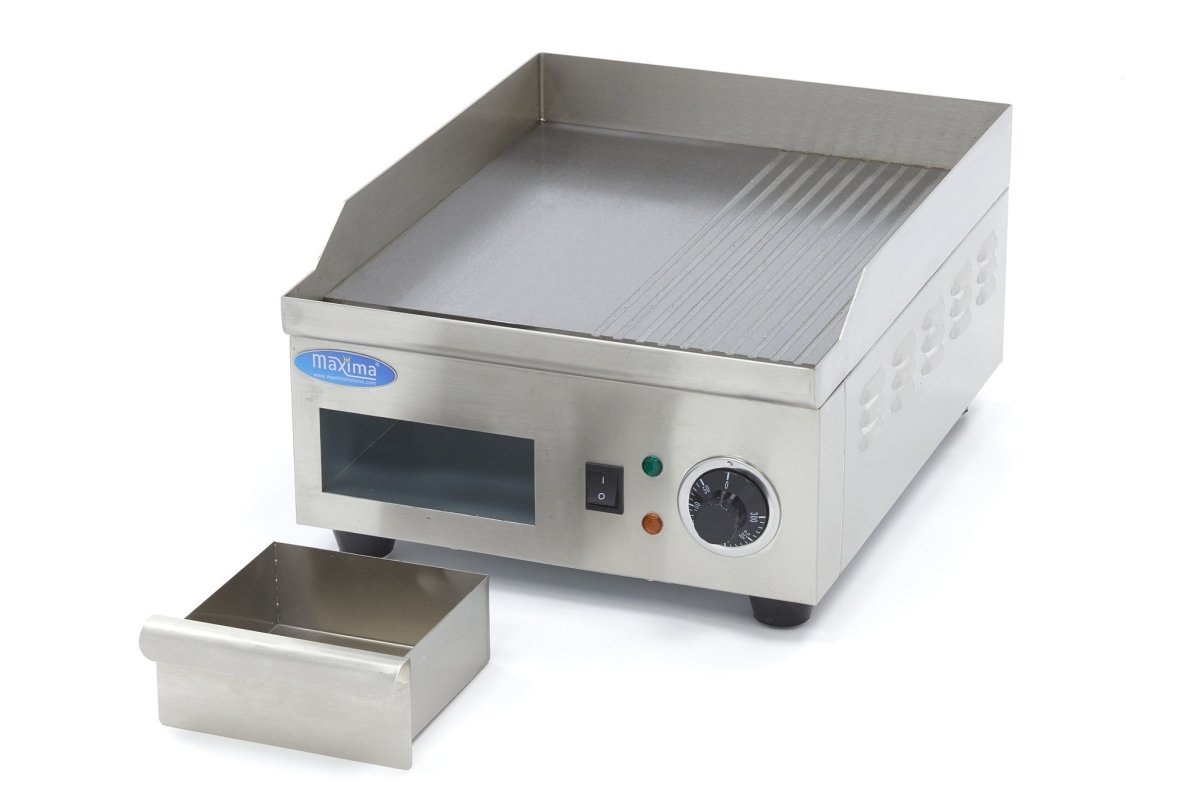 Maxima Griddle 36cm - Half Grooved surface - with Drip Tray - RVSVoordeel