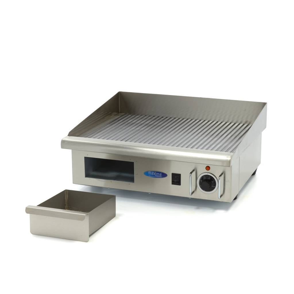 Maxima Griddle 55cm - Grooved surface - with Drip Tray - RVSVoordeel