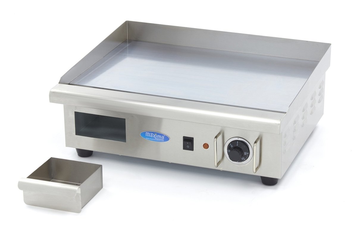 Maxima Griddle 55cm - Smooth Chrome surface - with Drip Tray - RVSVoordeel
