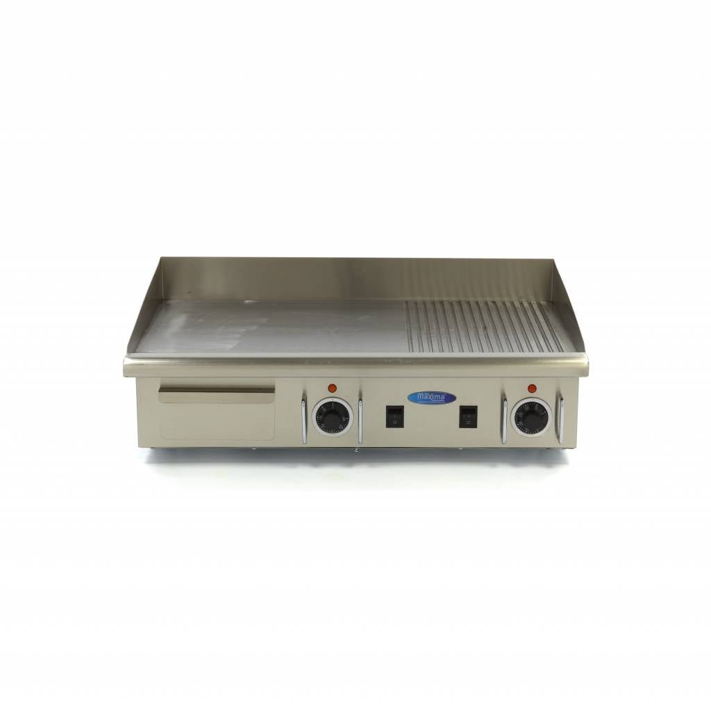 Maxima Griddle 73cm - Half Grooved surface - with Drip Tray - 400V - RVSVoordeel