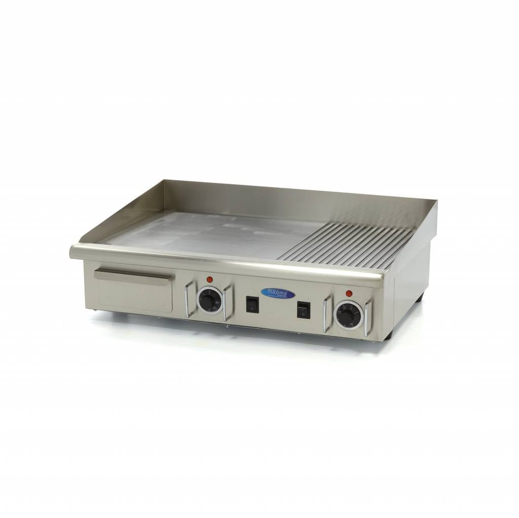 Maxima Griddle 73cm - Half Grooved surface - with Drip Tray - 400V - RVSVoordeel