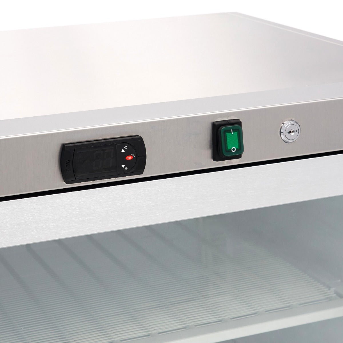Maxima Mini Freezer 200L with Glass Door - 2 Fixed Shelves - Stainless Steel - RVSVoordeel