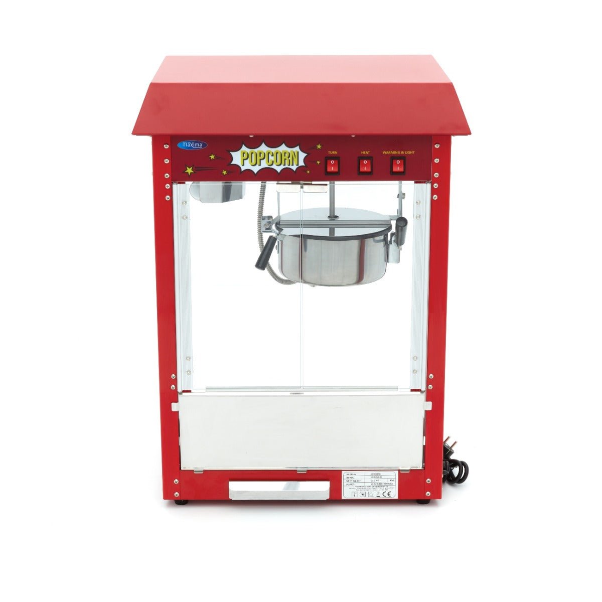 Maxima Popcorn Machine + - 3kg Popcorn per hour - RVSVoordeel