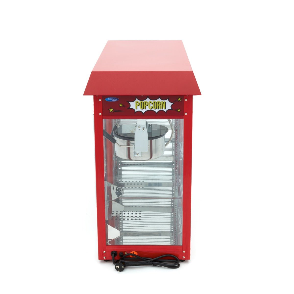 Maxima Popcorn Machine with Heated Showcase + - 3kg Popcorn per hour - RVSVoordeel