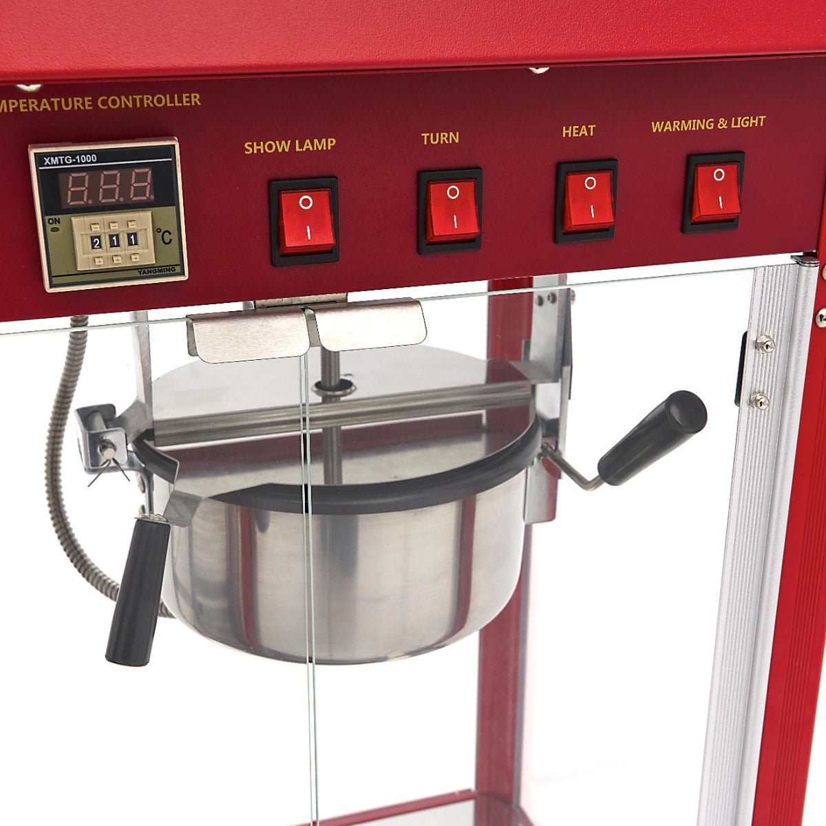 Maxima Popcorn Machine with Heated Showcase + - 3kg Popcorn per hour - RVSVoordeel
