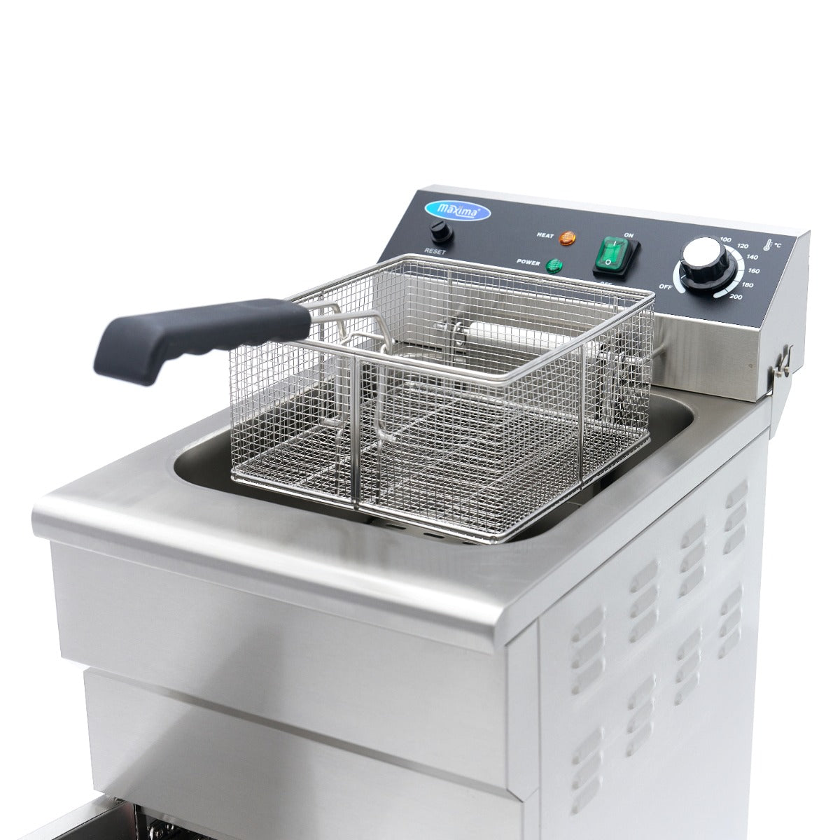 Maxima Frituurpan - 16 L - 1 Mand - met Tapkraan en Opbergruimte - 230V